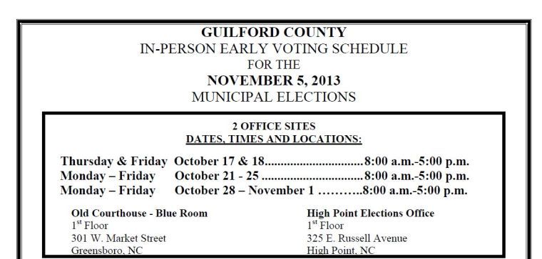 Guilford early voting schedule