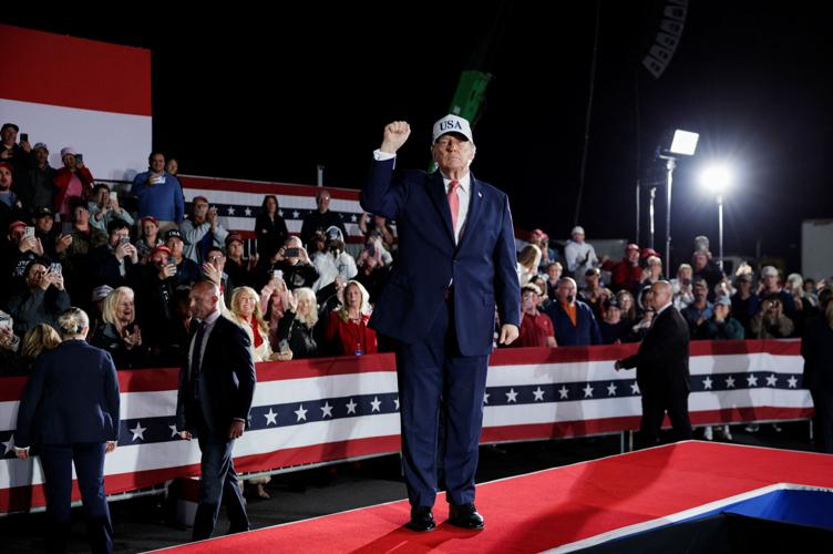 US President Trump holds a campaign rally at Pitt-Greenville Airport in Greenville