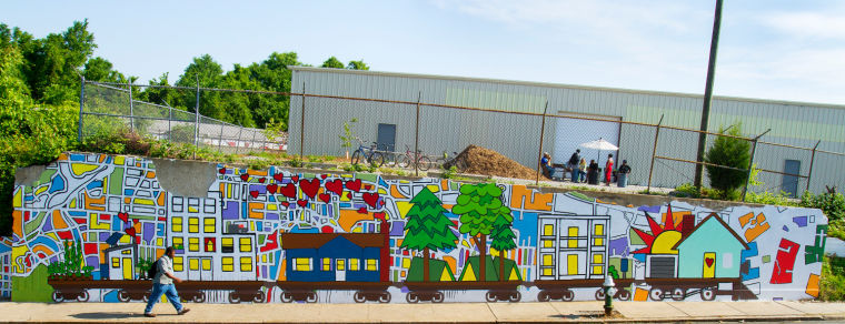 A picture of home for a downtown Greensboro mural