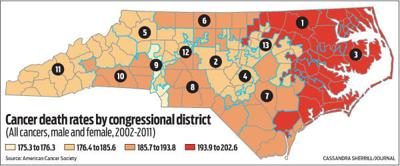Cancer deaths rates by congressional district
