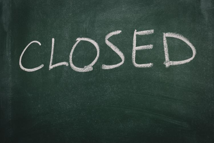 Closed on school chalkboard