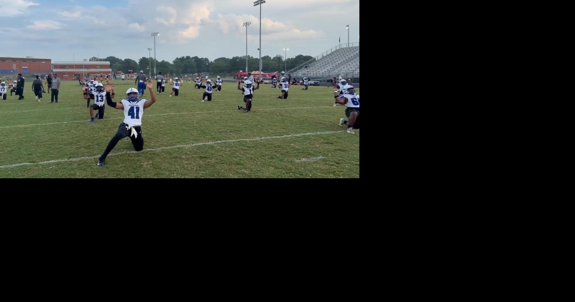 Ragsdale stretches before Dudley football game