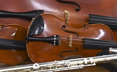 Classical Music, symphony instruments; violin, double bass, and flute (copy)