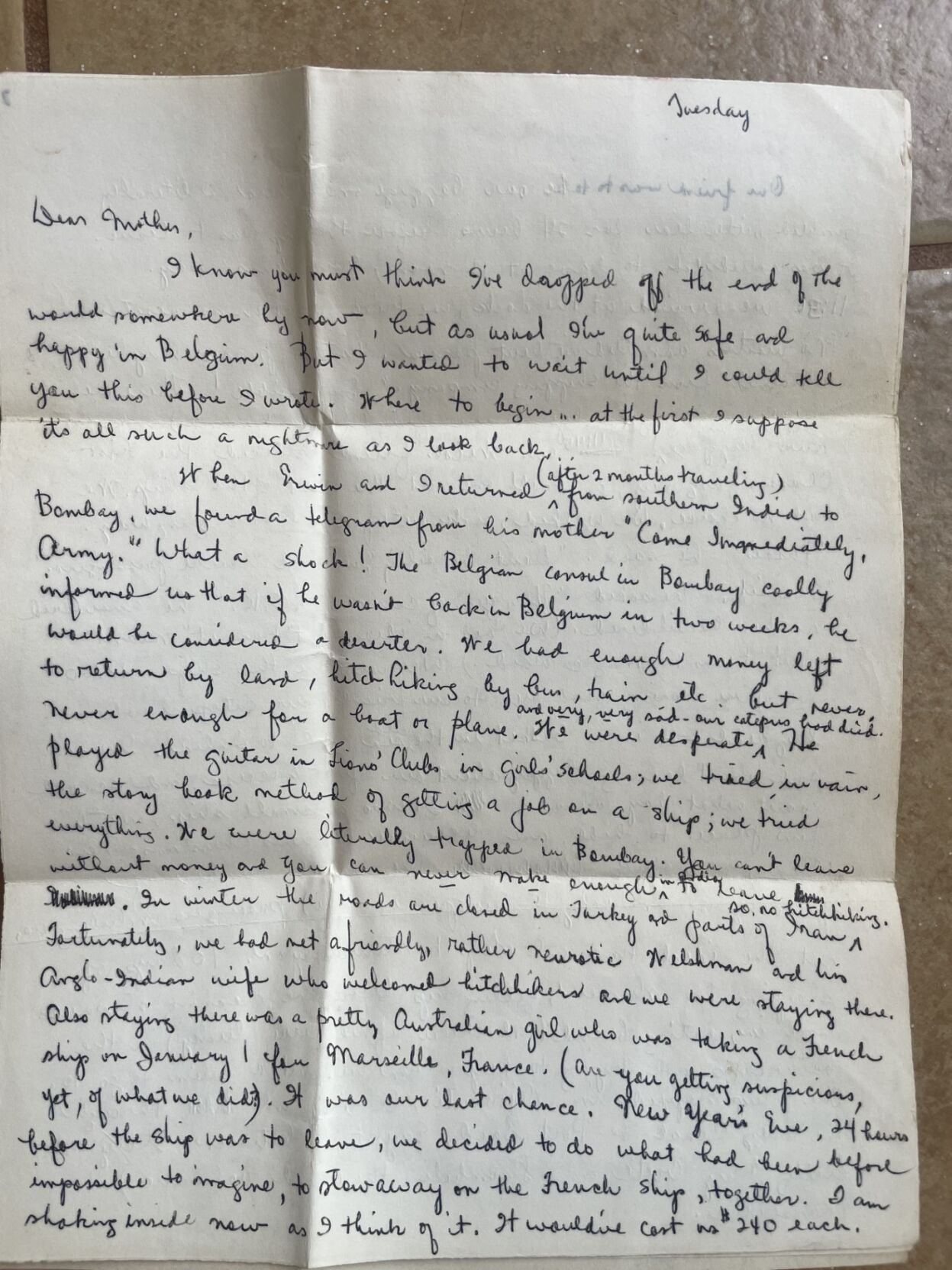 One of the many letters Jamie Moffet wrote to her mother