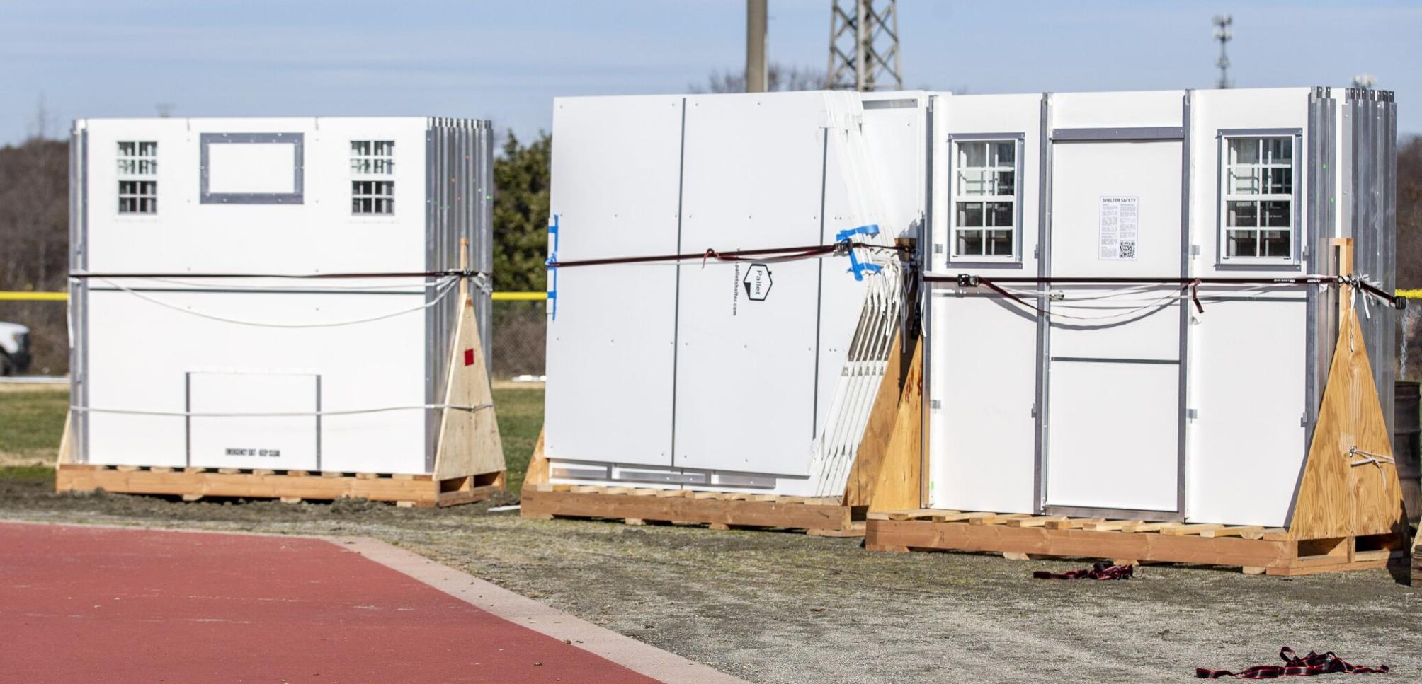 Photos Pallet houses for homeless people going up in Greensboro