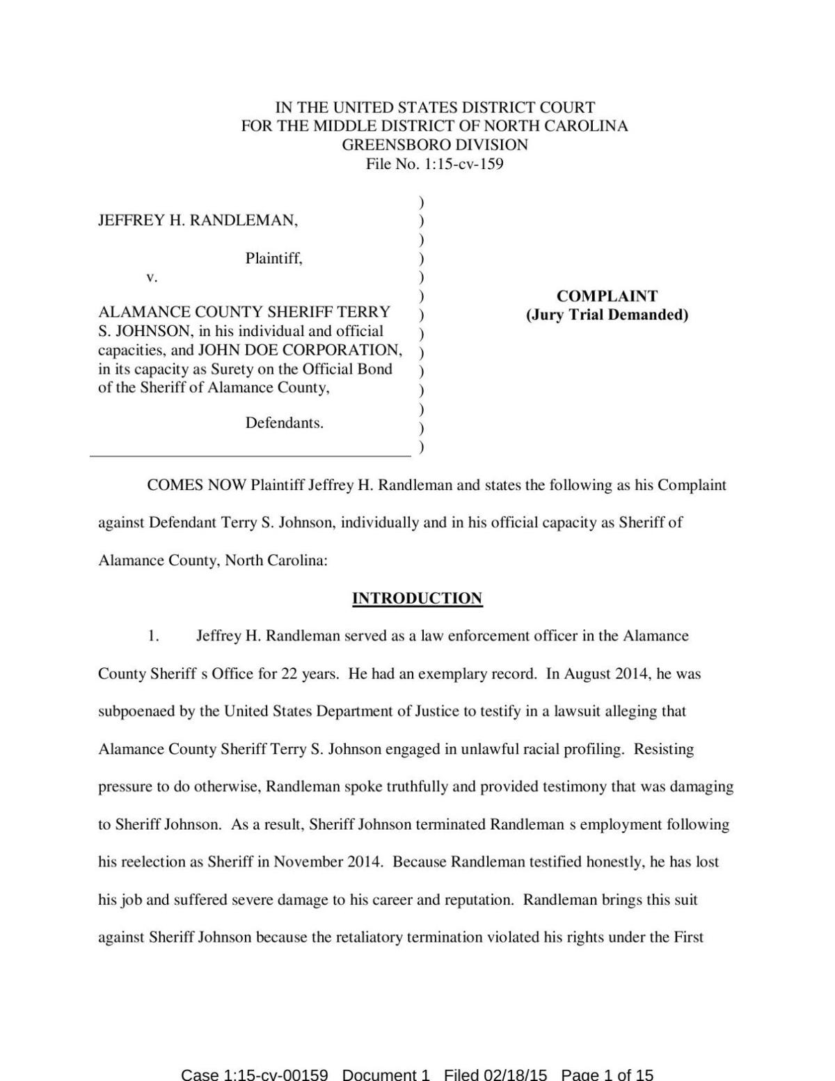 Jeffrey Randleman complaint