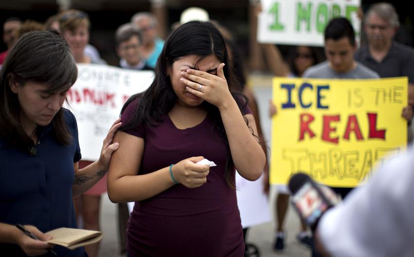 Press conference in support of three men detained by ICE