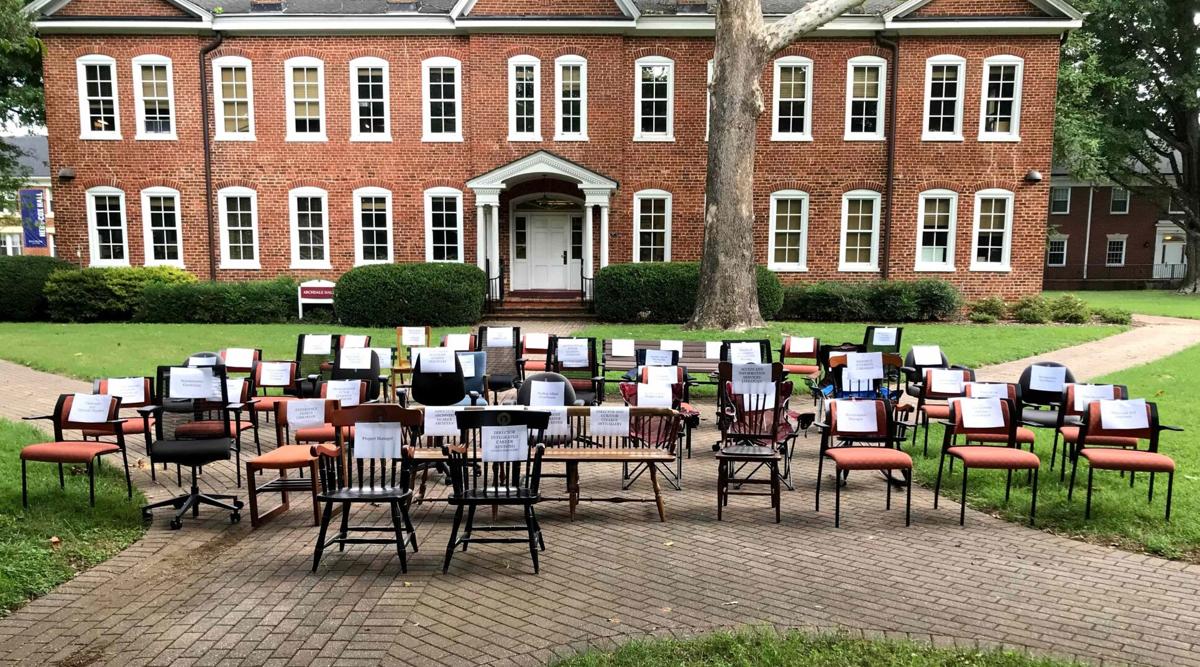 Guilford College chairs and benches