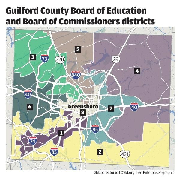 Guilford County Board of Education and Board of Commissioners districts
