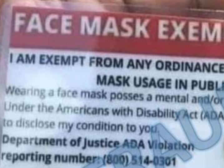 Fake Face Mask Exemption Cards And Flyers Circulating Doj Warns