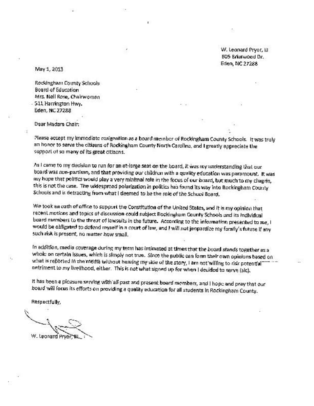 Pryor BOE Resignation Letter.pdf - Greensboro News & Record: Home