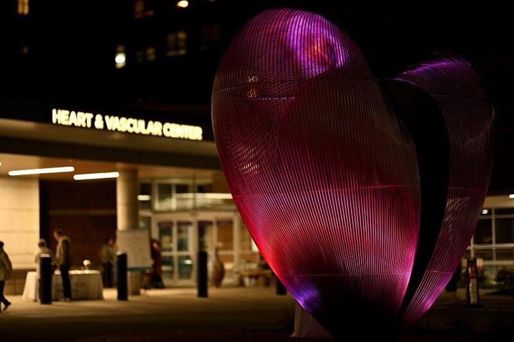 Heart sculpture on Moses Cone Hospital campus