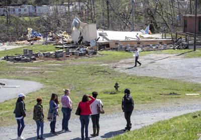Faculty examine damage at Hampton after April 15 tornado