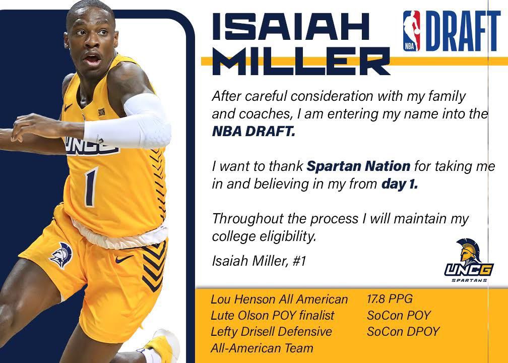 UNCG s Isaiah Miller enters NBA Draft