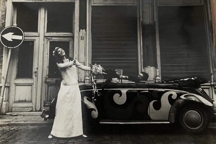 Jamie Mollet on her wedding day in Belgium