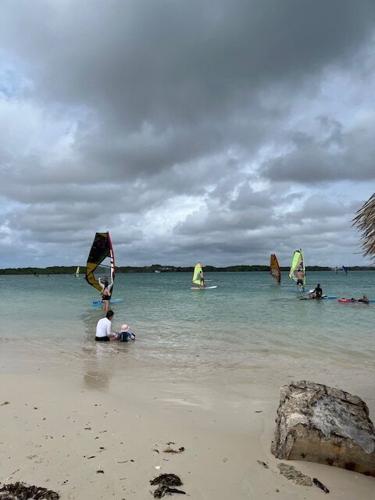 Wind surfers on Bonaire.