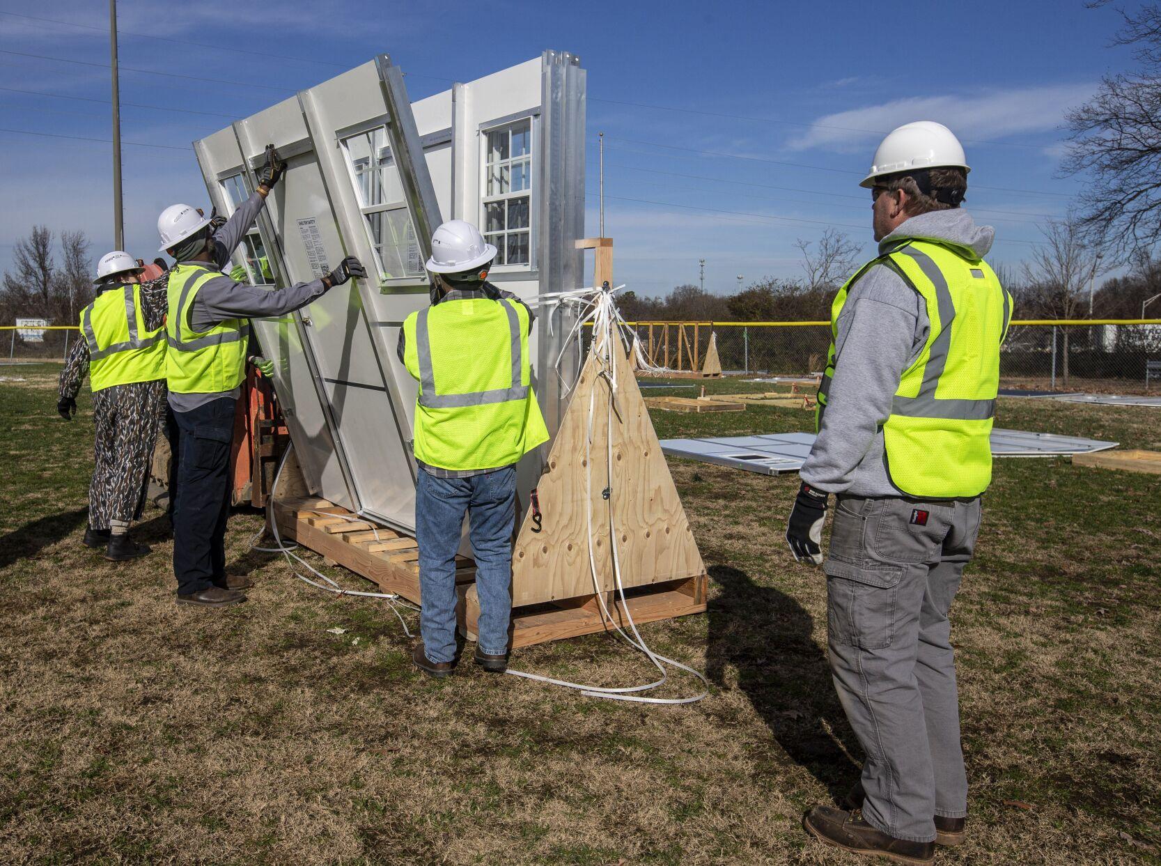 Photos Pallet houses for homeless people going up in Greensboro