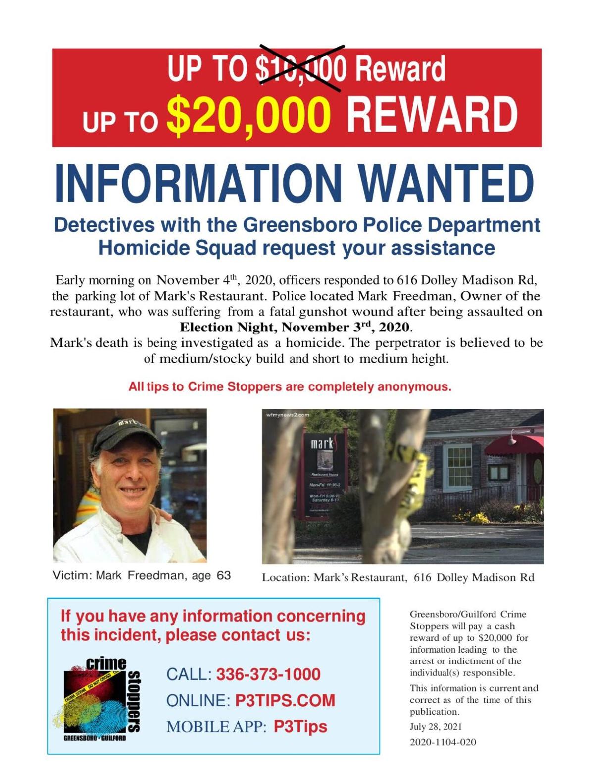Anonymous Donations Increase Reward To 20k For Information In Killing Of Greensboro Restaurant Owner Crime Greensboro Com