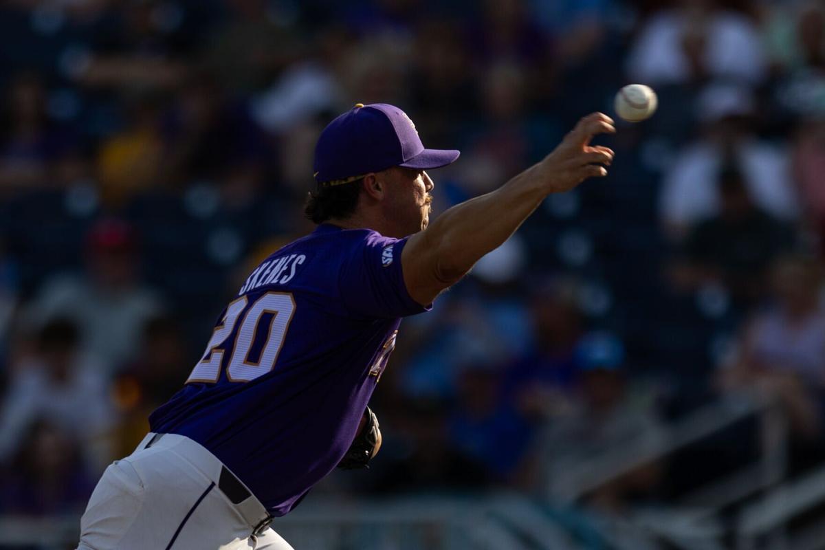 College World Series: LSU player on umpire cam gets hit by pitch