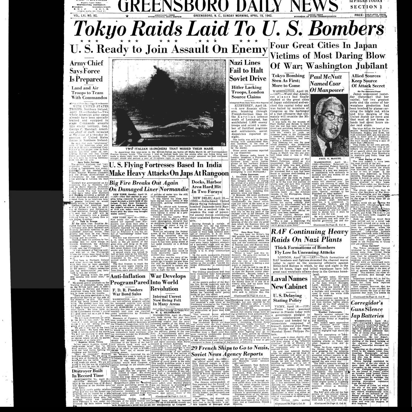 Doolittle Raid The Tonic Needed During Dark Period Community News Greensboro Com