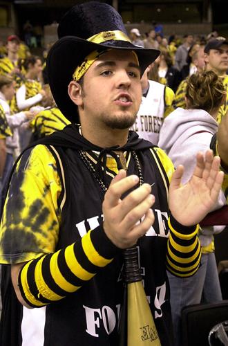 A retro tie-dye fashion theme pumps up the enthusiasm of Demon Deacon fans