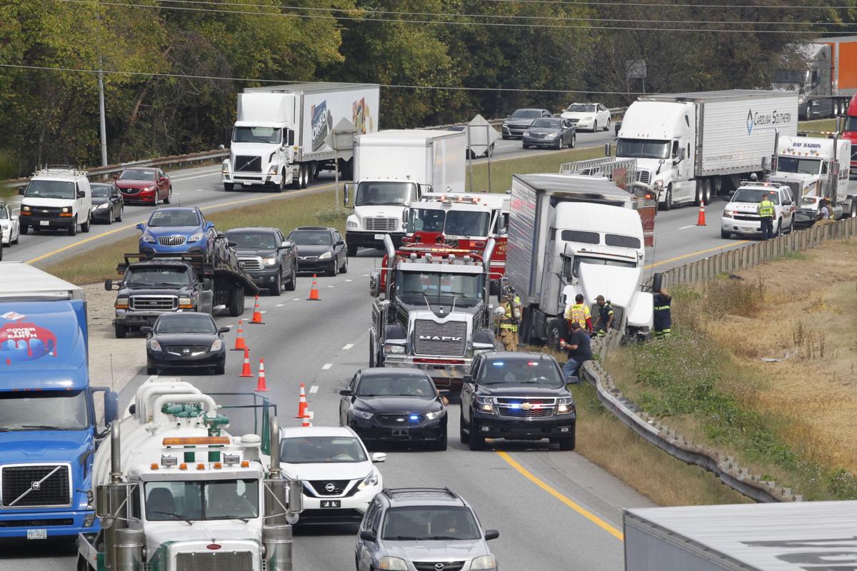Interstate 40 traffic backed up in Greensboro due to wreck