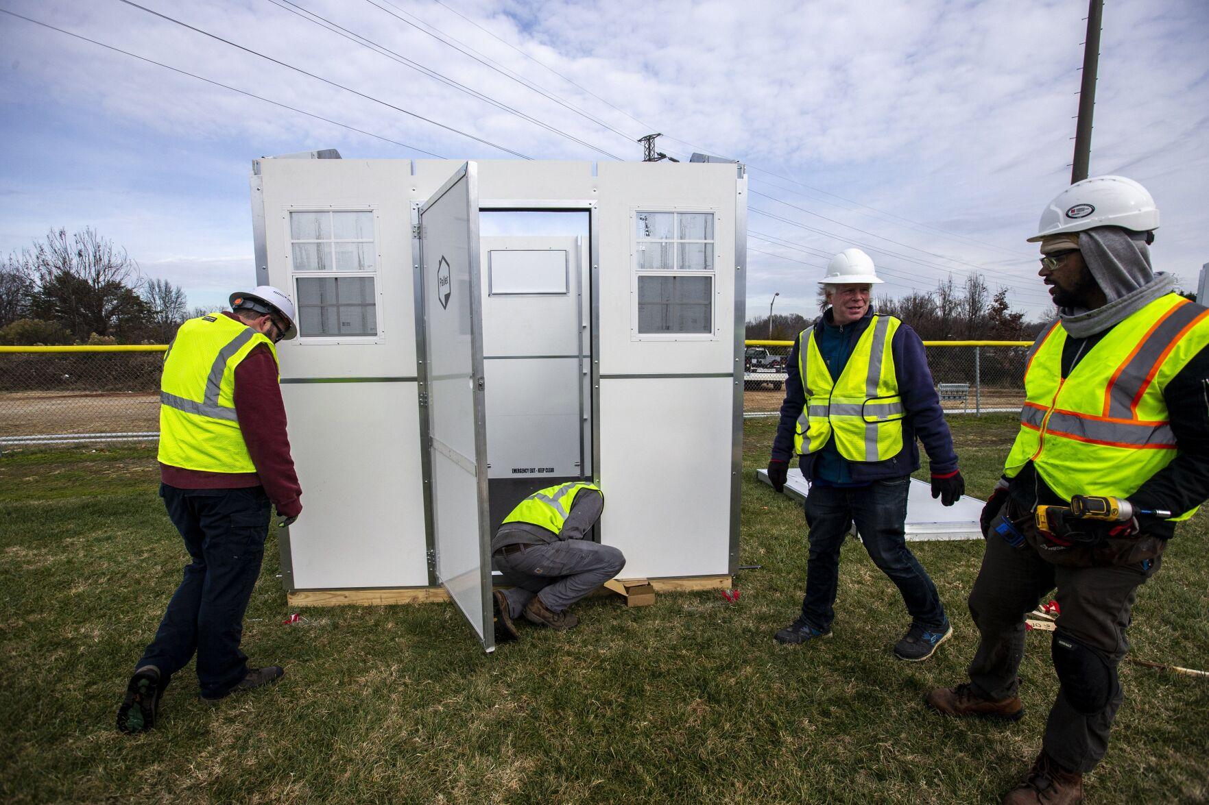 Photos Pallet houses for homeless people going up in Greensboro