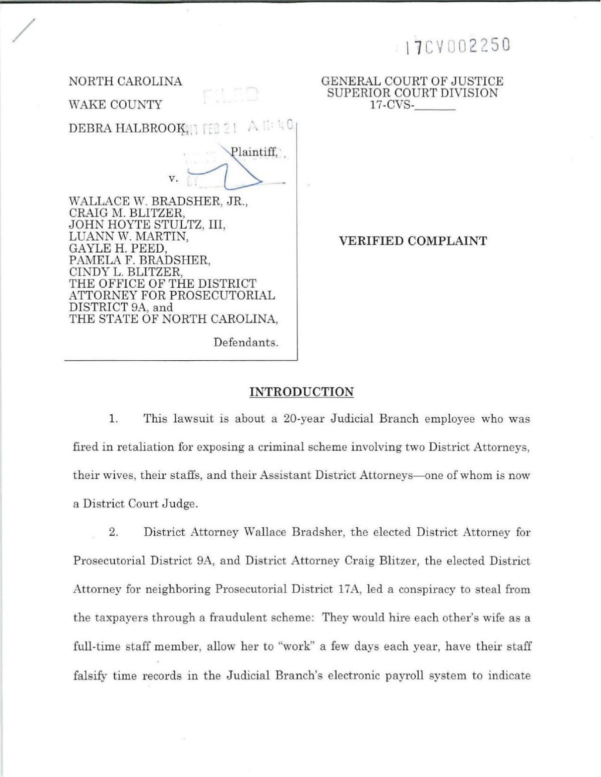 Bradsher, Blitzer lawsuit