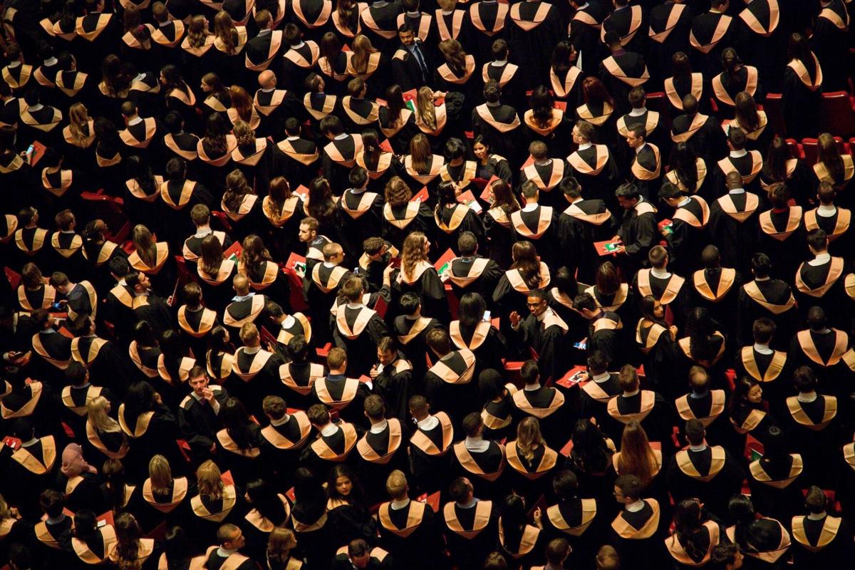 College commencement graduates from above generic