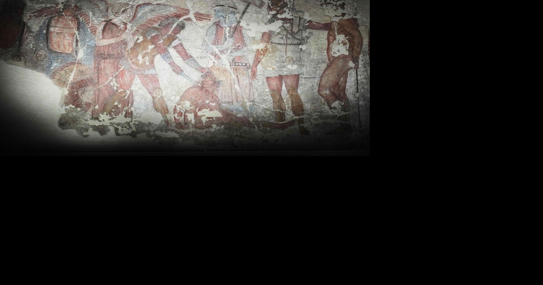 Italy displays paintings from an ancient Etruscan tomb, its latest cultural acquisition