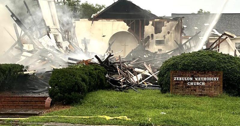 Zebulon United Methodist Church destroyed by fire after suspected ...