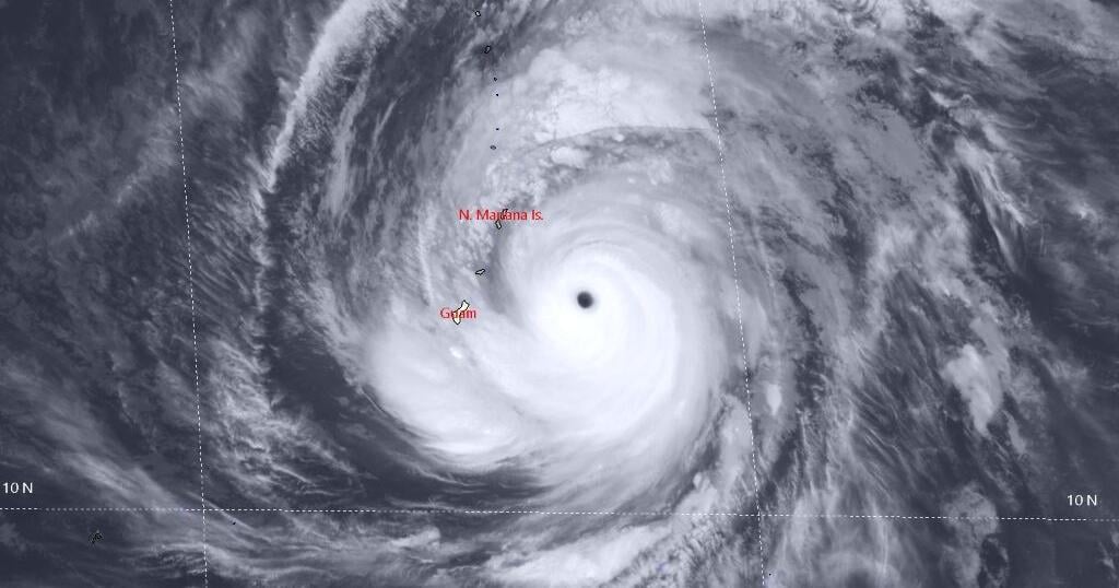 10 am Tuesday: Sinlaku’s closest approach to Guam this afternoon, sustained winds up to 60 mph, gusts up to 70 mph