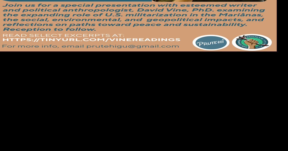 Talks on militarization in the Marianas with author David Vine on Tuesday