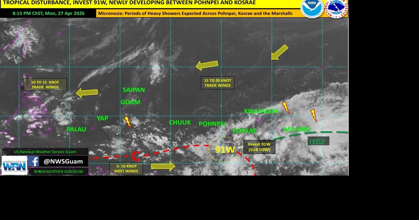 (UPDATED) NWS tracking tropical disturbance Invest 91W