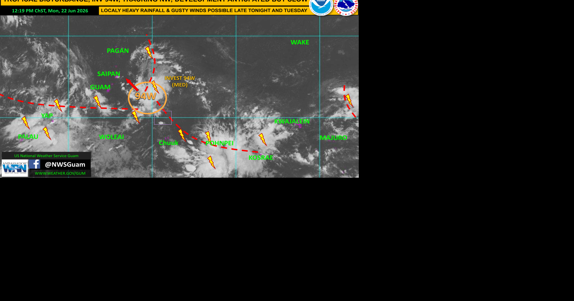 Invest 94W to pass Marianas as developing tropical disturbance, possible tropical depression