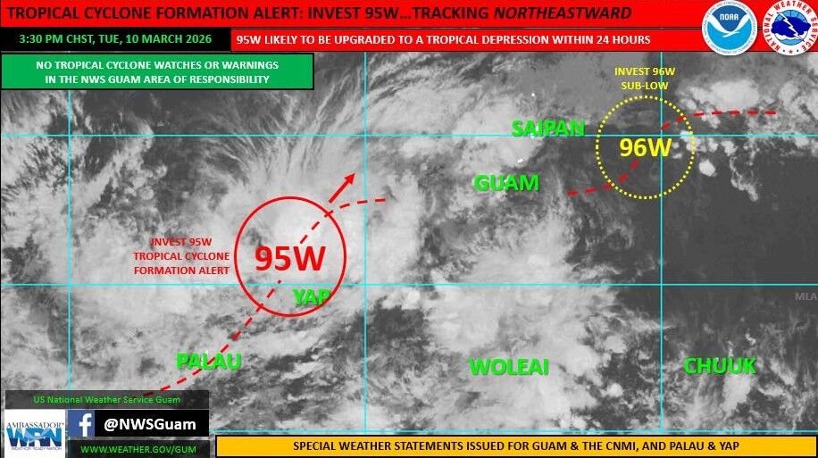 95W now likely to become tropical depression within 24 hours, still ...