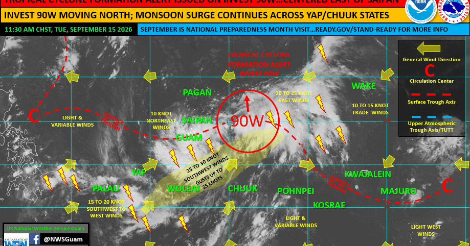 90W set to strengthen, but no direct impact expected for the Marianas