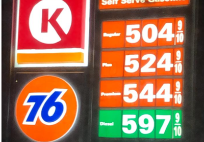 Gas prices back over $5 a gallon