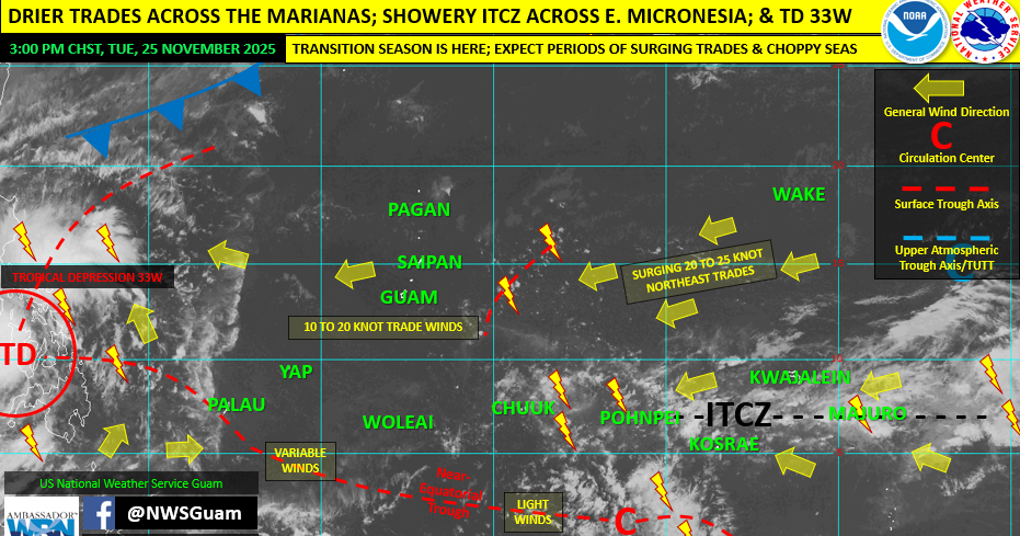 NWS: Showers on Thanksgiving Day, trade wind surges, high risk of rip currents