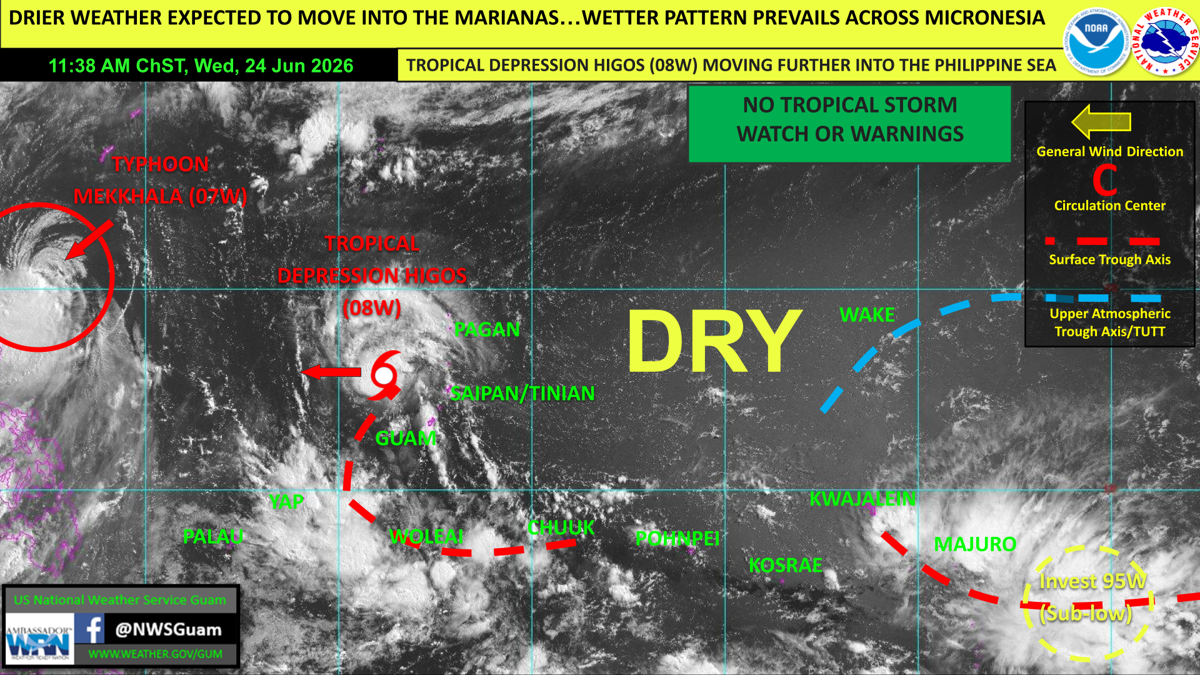Tropical Depression Higos departs Marianas, forecasters tracking Invest ...