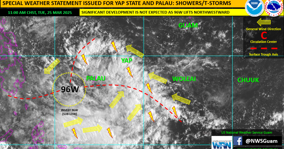 Tropical disturbance brings wet weather to Palau, Yap