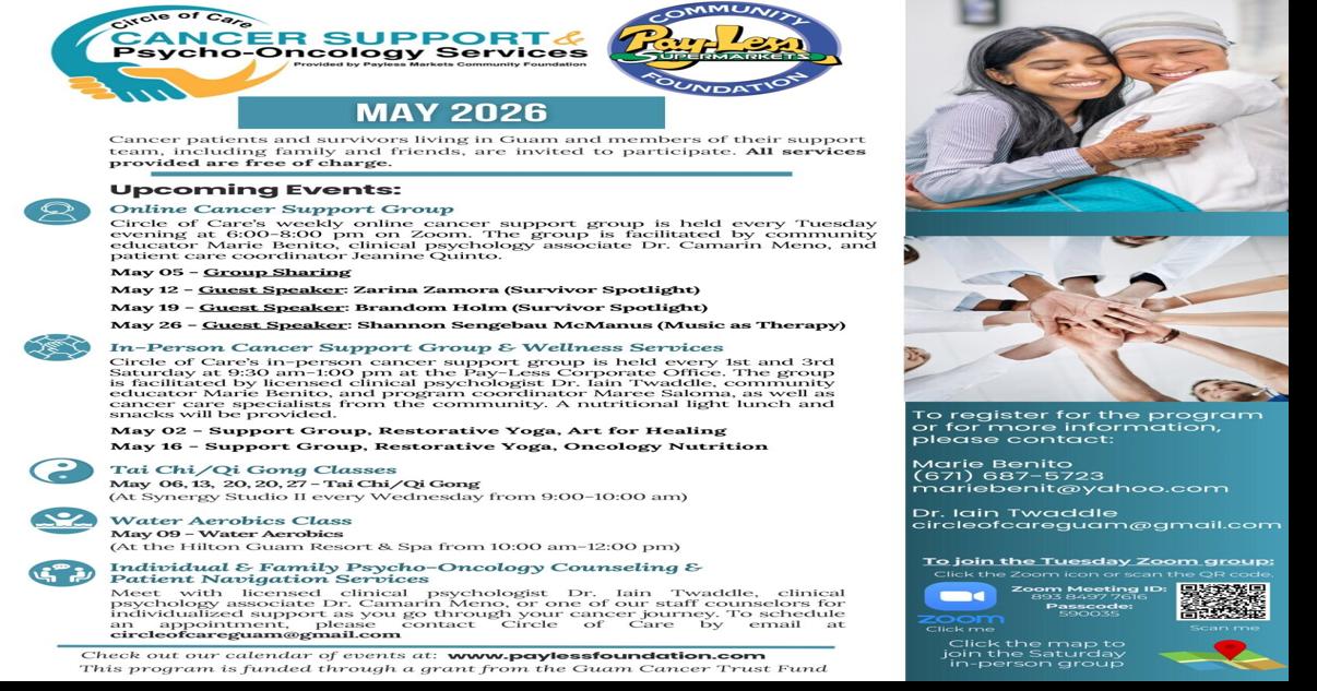 Free cancer care support services on Guam: Pay-Less Foundation sets May schedule
