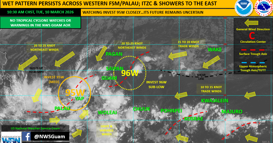 NWS: 95W could still turn into tropical depression, expected to track toward Marianas