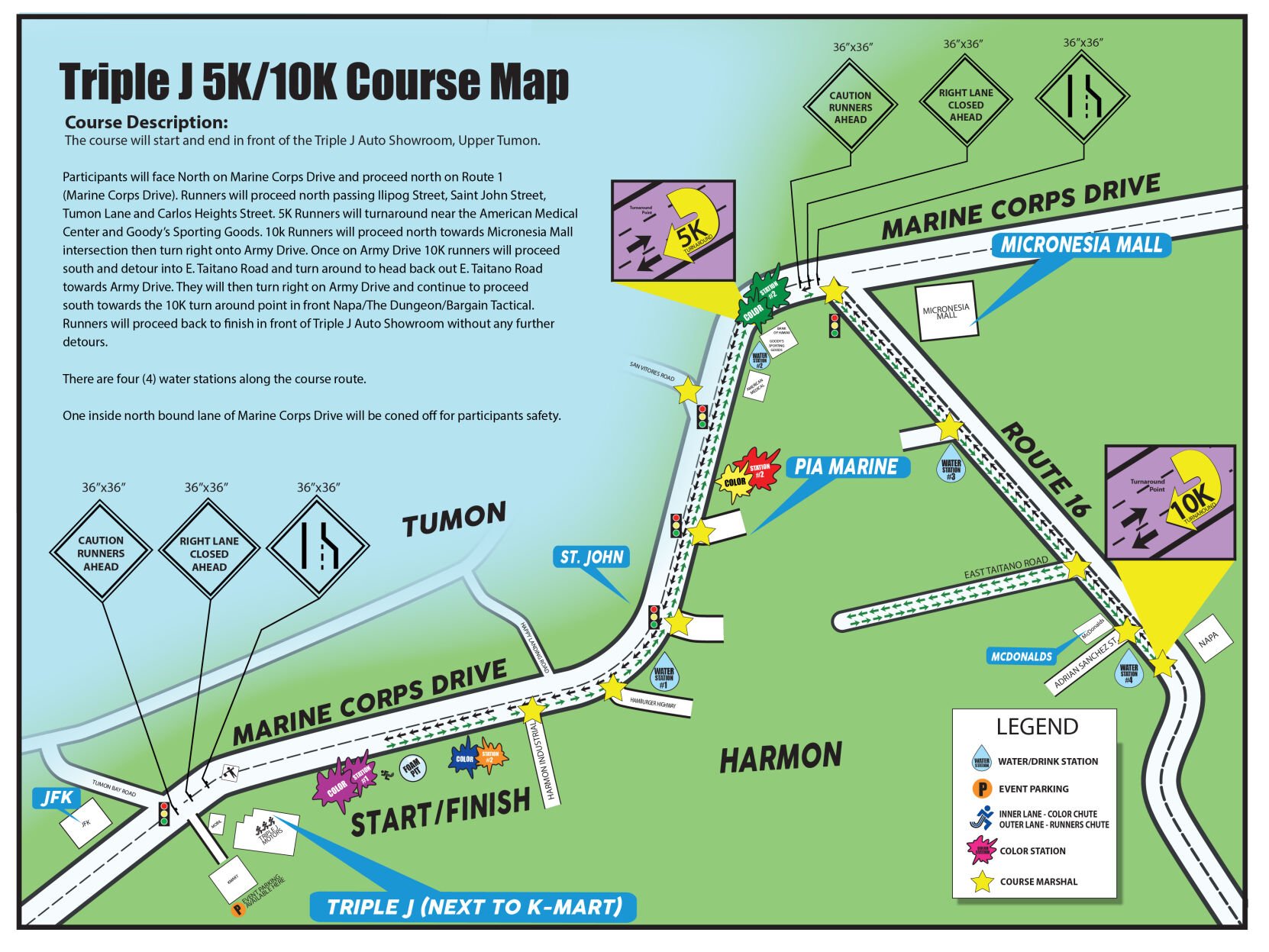 Parts of Marine Corps Drive near Kmart closed Saturday