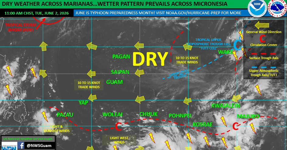 NWS: Dry pattern for Marianas with spotty, light showers this week