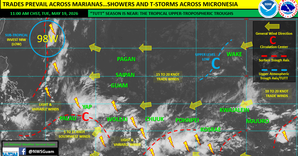NWS: Marianas could see more showers this weekend, Invest 98 rated 'low' for development