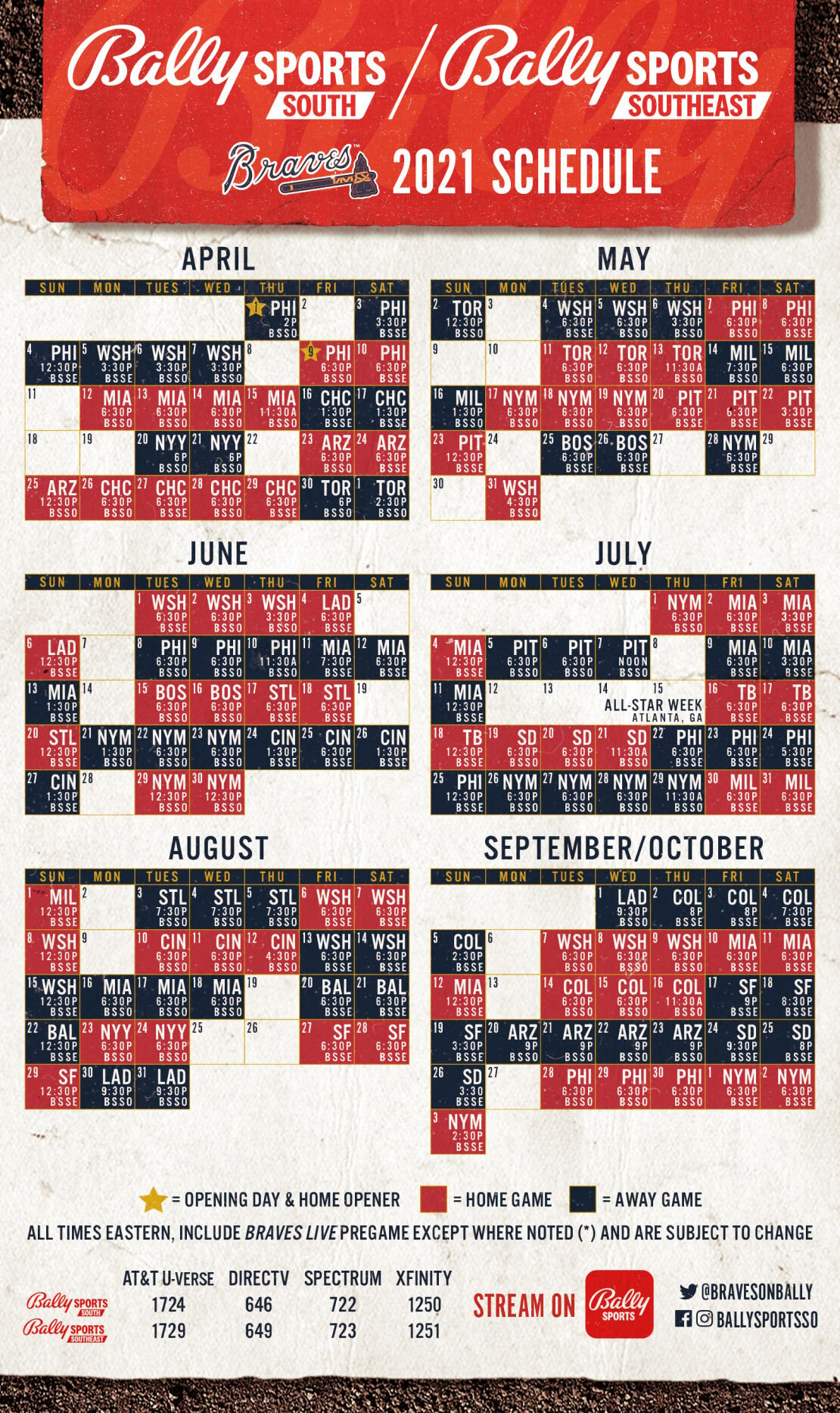 Atlanta Braves 2024 Printable Schedule And Channels Cleveland Indians