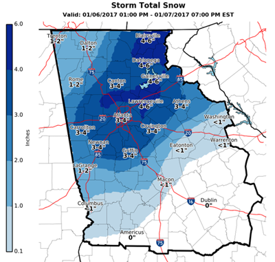 Winter Storm Warning Issued For Gwinnett As 4 To 6 Inches Of Snow