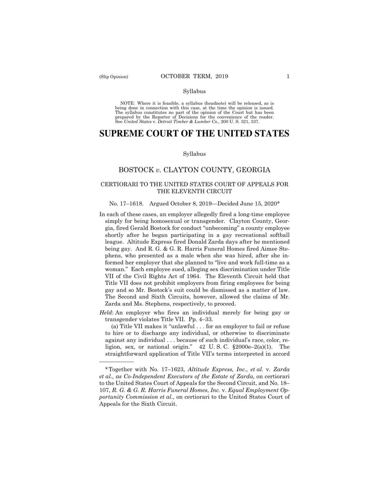 READ: Historic Supreme Court Ruling Says Federal Law Protects LGBTQ ...