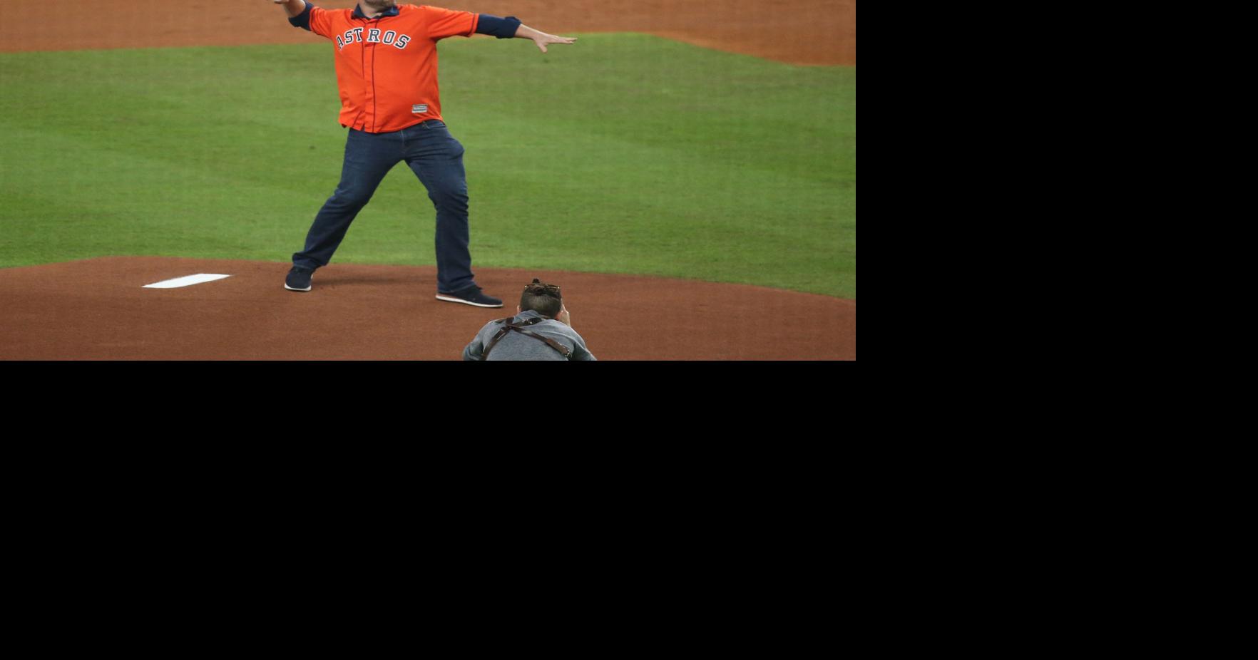Former Braves Brian McCann, Evan Gattis kick off Astros' World Series with  ceremonial first pitch, Sports